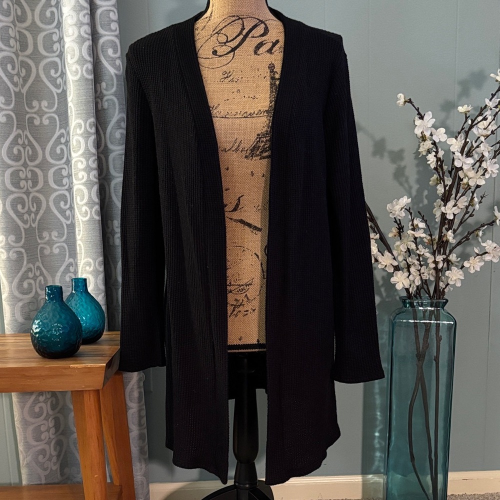 First Look (Boutique) Waffle Knit Cardigan-Suede Elbow Patches